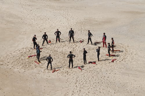 group people on sand